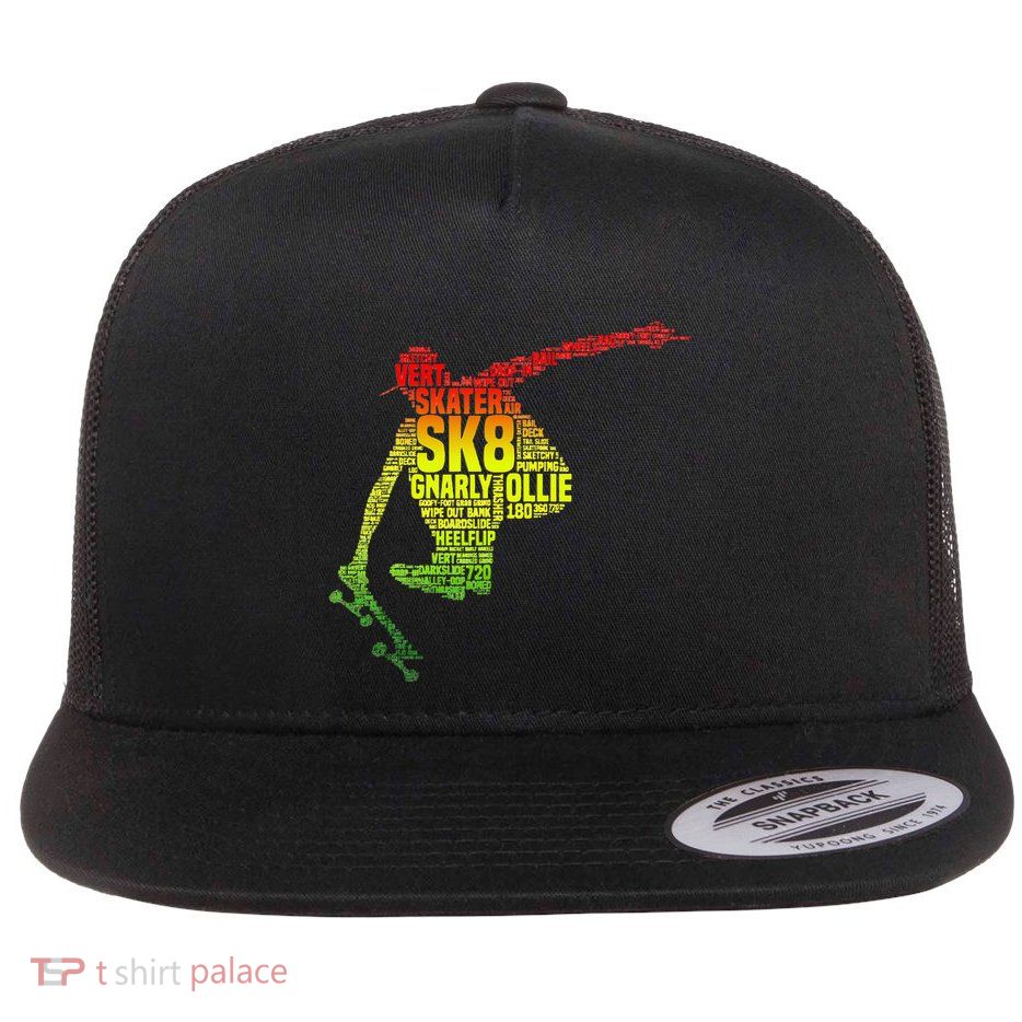 Skateboard Skater Slang Retro Skaterboarding Flatbill Hat