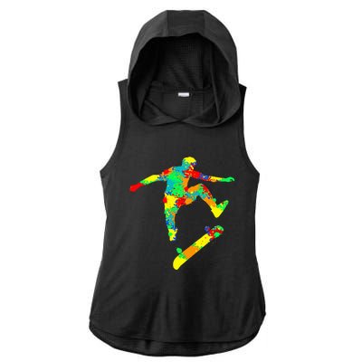 Skateboard Skater Skateboarder Ladies PosiCharge Tri-Blend Wicking Draft Hoodie Tank