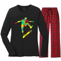 Skateboard Skater Skateboarder Women's Long Sleeve Flannel Pajama Set 