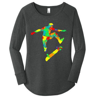 Skateboard Skater Skateboarder Women's Perfect Tri Tunic Long Sleeve Shirt