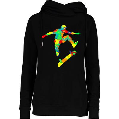 Skateboard Skater Skateboarder Womens Funnel Neck Pullover Hood