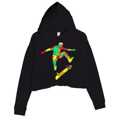 Skateboard Skater Skateboarder Crop Fleece Hoodie