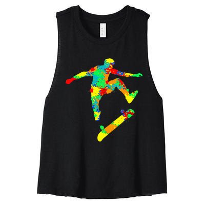 Skateboard Skater Skateboarder Women's Racerback Cropped Tank