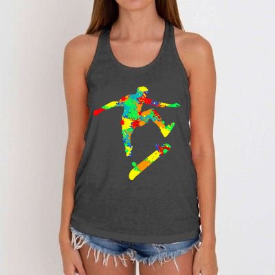 Skateboard Skater Skateboarder Women's Knotted Racerback Tank