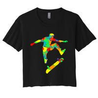 Skateboard Skater Skateboarder Women's Crop Top Tee