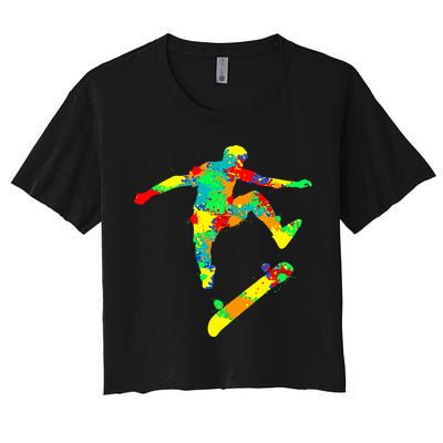 Skateboard Skater Skateboarder Women's Crop Top Tee