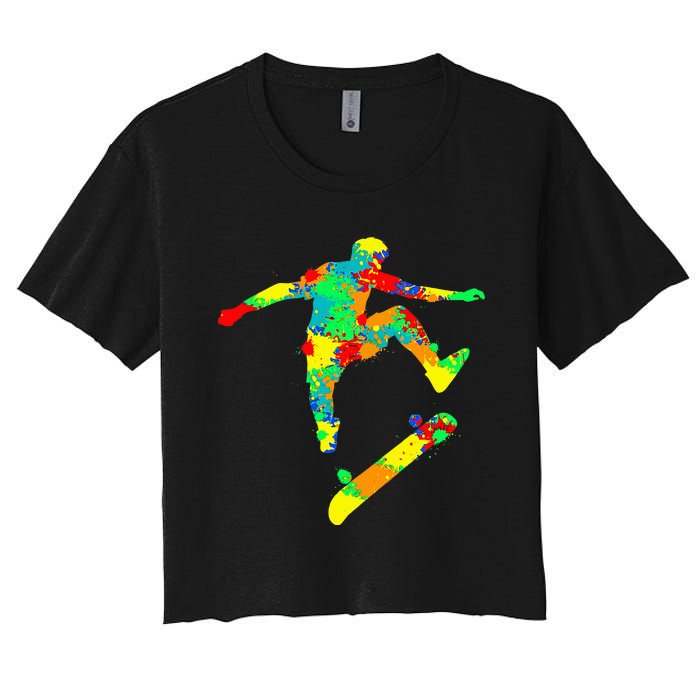 Skateboard Skater Skateboarder Women's Crop Top Tee