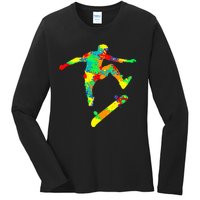 Skateboard Skater Skateboarder Ladies Long Sleeve Shirt