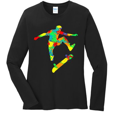 Skateboard Skater Skateboarder Ladies Long Sleeve Shirt