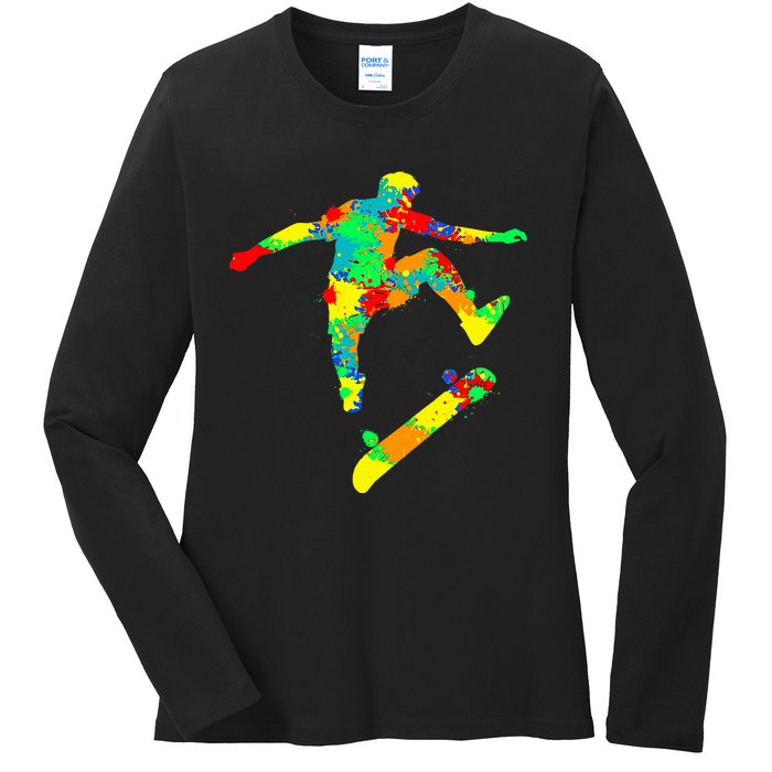 Skateboard Skater Skateboarder Ladies Long Sleeve Shirt