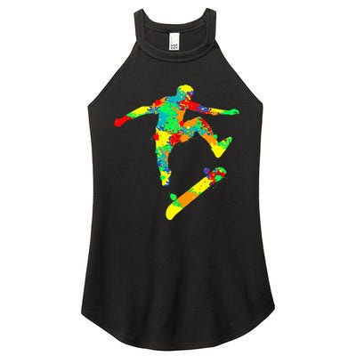 Skateboard Skater Skateboarder Women's Perfect Tri Rocker Tank