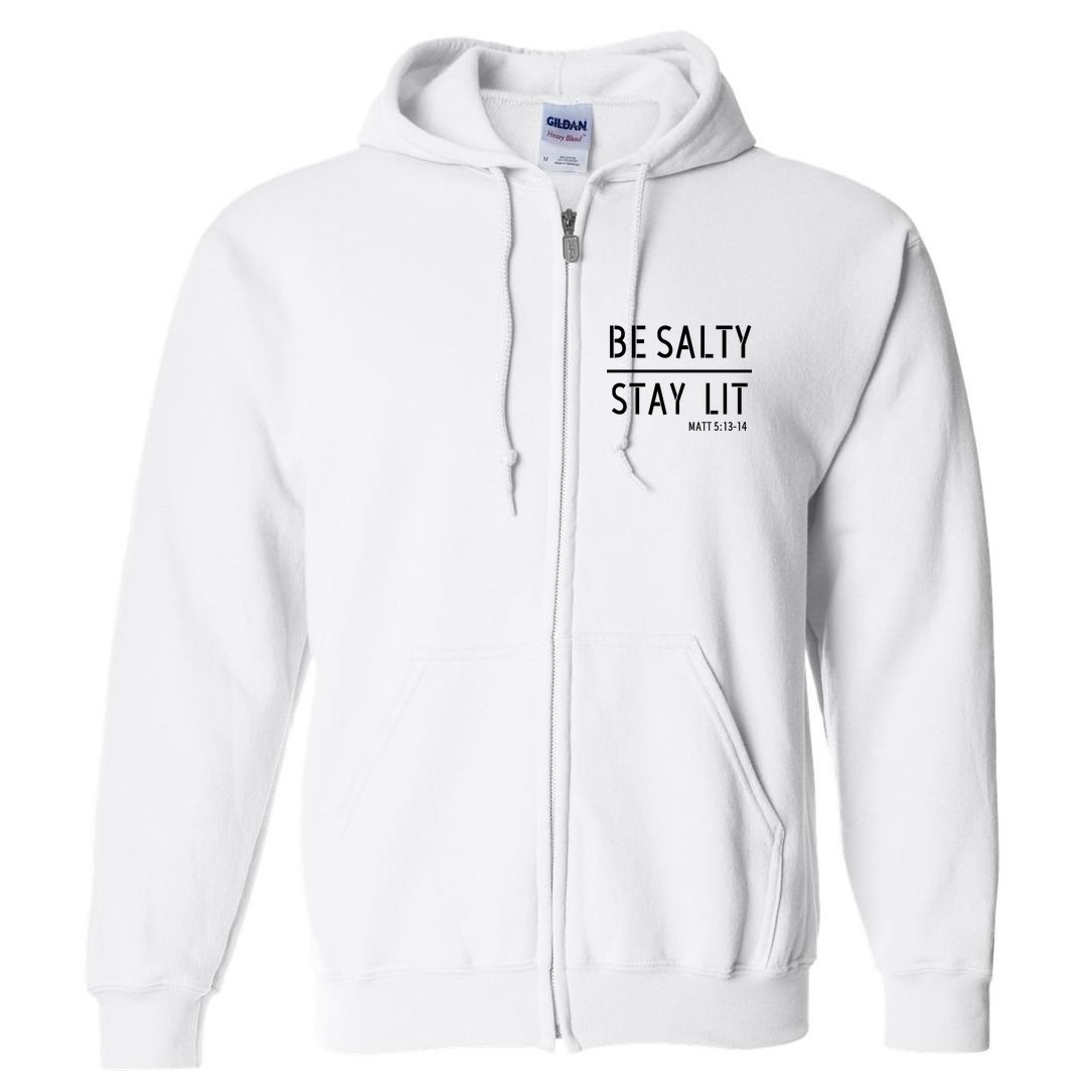 Stay Salty Stay Lit Christian Religious Full Zip Hoodie