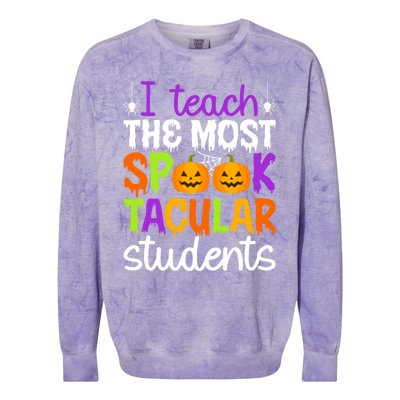 Spooktacular Students Spooky Teacher Halloween Teaching Gift Colorblast Crewneck Sweatshirt