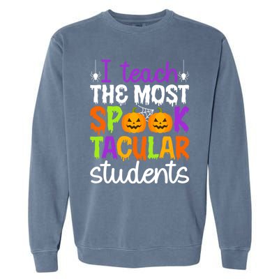 Spooktacular Students Spooky Teacher Halloween Teaching Gift Garment-Dyed Sweatshirt