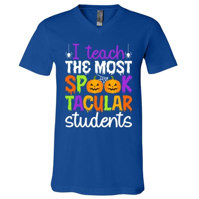 Spooktacular Students Spooky Teacher Halloween Teaching Gift V-Neck T-Shirt