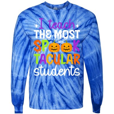 Spooktacular Students Spooky Teacher Halloween Teaching Gift Tie-Dye Long Sleeve Shirt