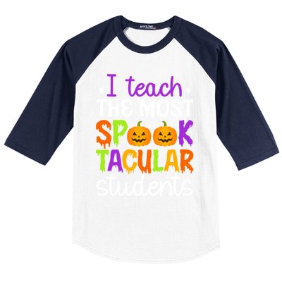 Spooktacular Students Spooky Teacher Halloween Teaching Gift Baseball Sleeve Shirt