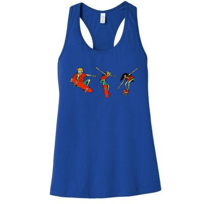 Skateboarding Skeletons Skeleton Skater Halloween Costume Gift Women's Racerback Tank