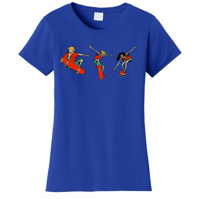 Skateboarding Skeletons Skeleton Skater Halloween Costume Gift Women's T-Shirt