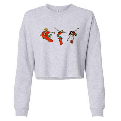 Skateboarding Skeletons Skeleton Skater Halloween Costume Gift Cropped Pullover Crew