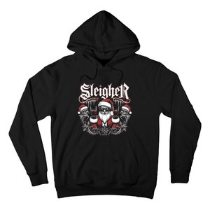 Sleigher Skull Santa Rock N’ Roll Christmas Metal Hoodie