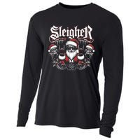 Sleigher Skull Santa Rock N’ Roll Christmas Metal Cooling Performance Long Sleeve Crew