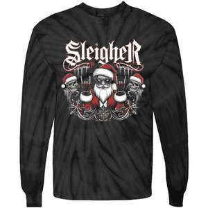 Sleigher Skull Santa Rock N’ Roll Christmas Metal Tie-Dye Long Sleeve Shirt