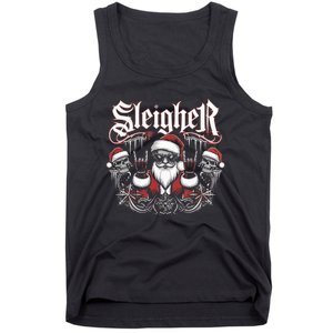 Sleigher Skull Santa Rock N’ Roll Christmas Metal Tank Top