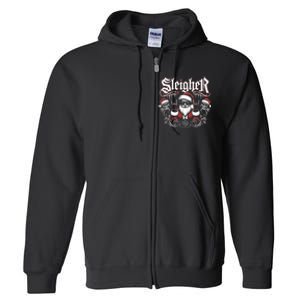 Sleigher Skull Santa Rock N’ Roll Christmas Metal Full Zip Hoodie