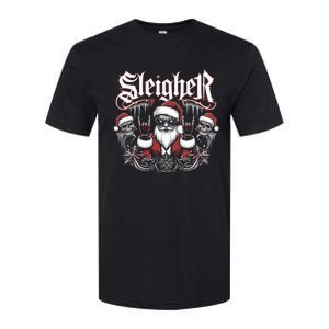 Sleigher Skull Santa Rock N’ Roll Christmas Metal Softstyle CVC T-Shirt