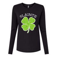 Slainte Shamrock Saint Irish St Patricks Day green Womens Cotton Relaxed Long Sleeve T-Shirt