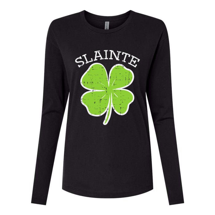 Slainte Shamrock Saint Irish St Patricks Day green Womens Cotton Relaxed Long Sleeve T-Shirt