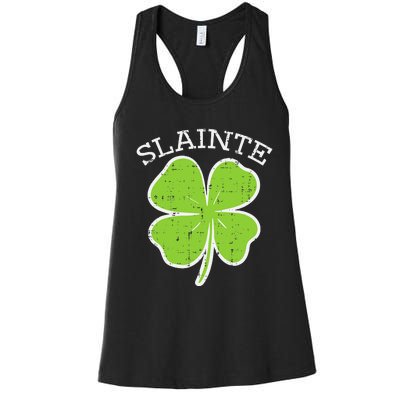 Slainte Shamrock Saint Irish St Patricks Day green Women's Racerback Tank