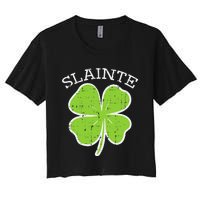 Slainte Shamrock Saint Irish St Patricks Day green Women's Crop Top Tee