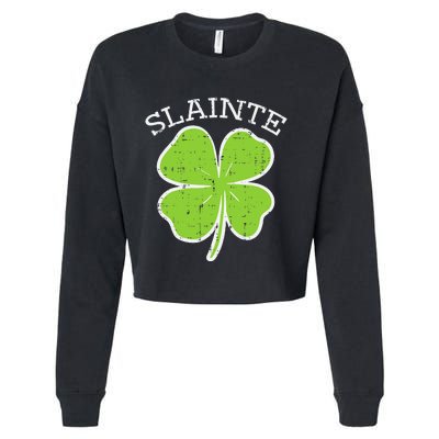 Slainte Shamrock Saint Irish St Patricks Day green Cropped Pullover Crew