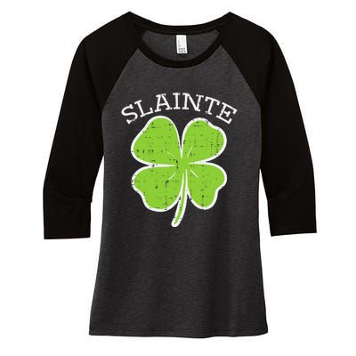 Slainte Shamrock Saint Irish St Patricks Day green Women's Tri-Blend 3/4-Sleeve Raglan Shirt