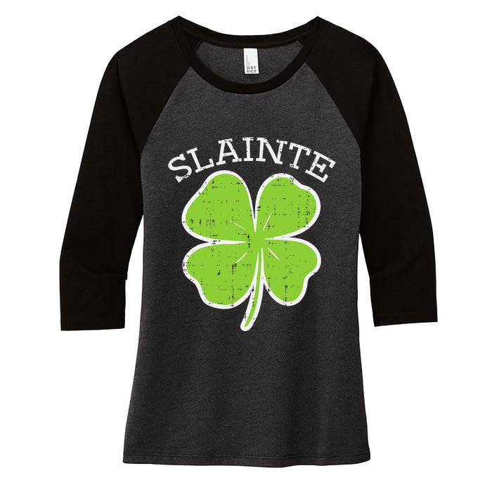 Slainte Shamrock Saint Irish St Patricks Day green Women's Tri-Blend 3/4-Sleeve Raglan Shirt