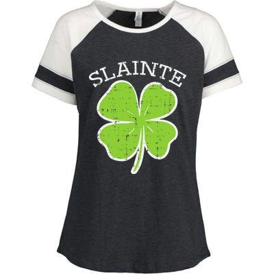 Slainte Shamrock Saint Irish St Patricks Day green Enza Ladies Jersey Colorblock Tee