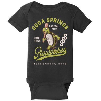 Soda Springs Slowpokes Retro Minor League Baseball Team Baby Bodysuit
