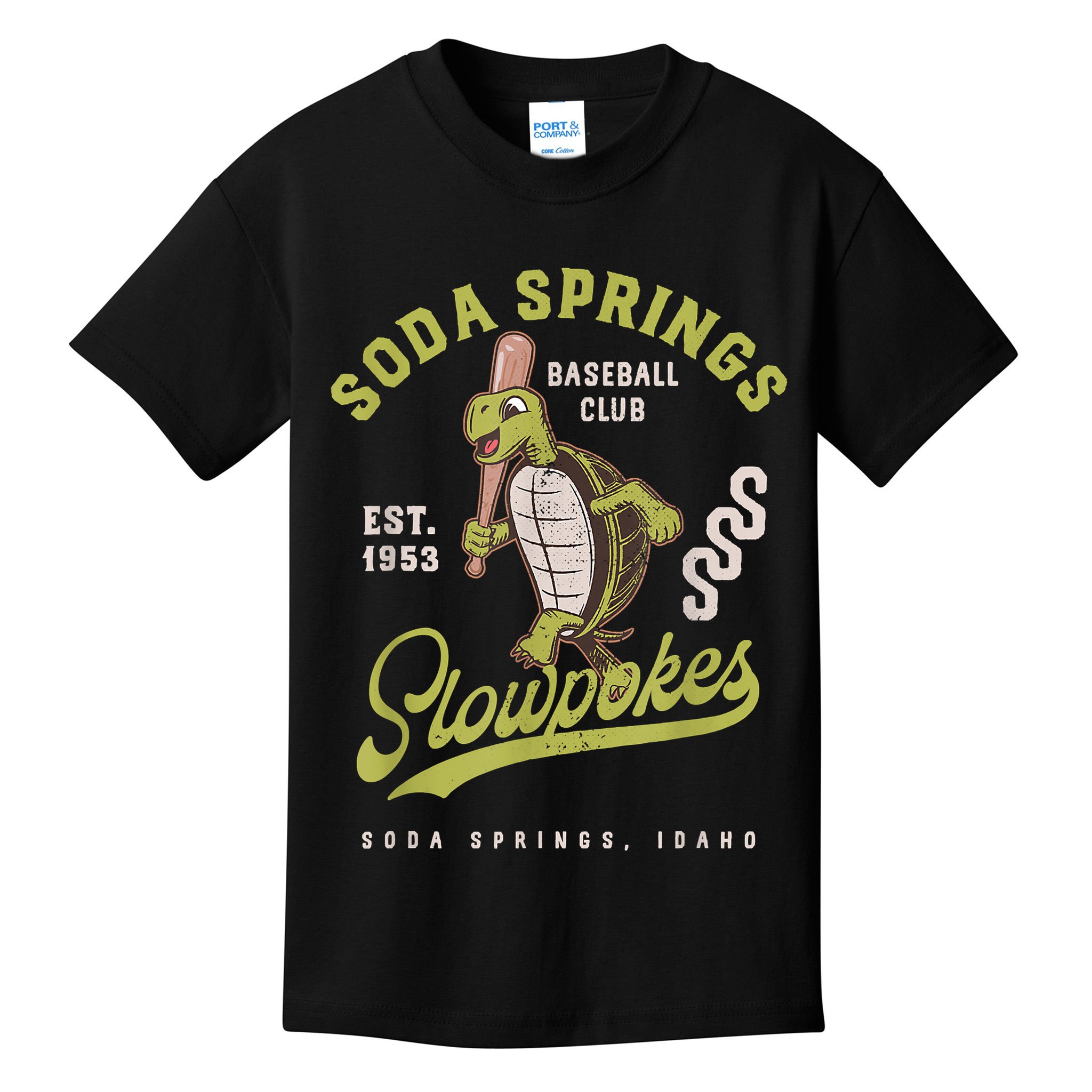 Soda Springs Slowpokes Retro Minor League Baseball Team Kids T-Shirt