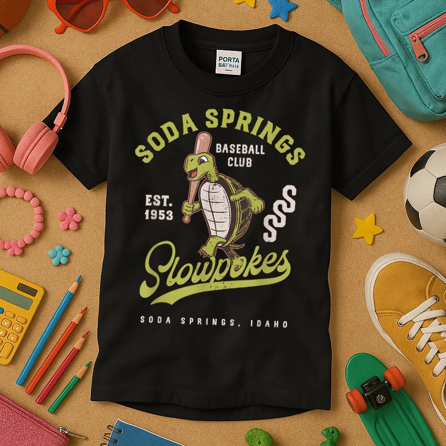 Soda Springs Slowpokes Retro Minor League Baseball Team Kids T-Shirt