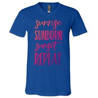 Sunrise Sunburn Sunset Repeat Funny Sayings Summer Cute Gift V-Neck T-Shirt