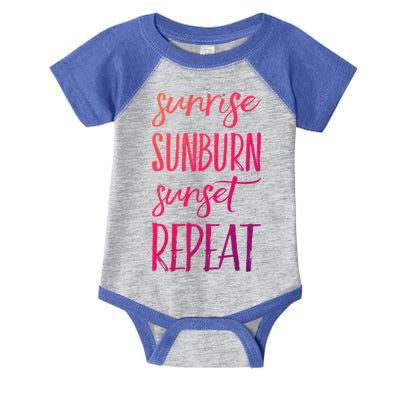 Sunrise Sunburn Sunset Repeat Funny Sayings Summer Cute Gift Infant Baby Jersey Bodysuit