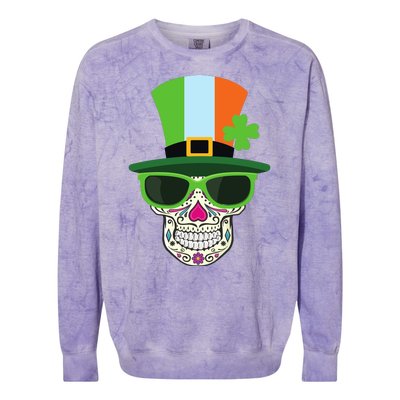 Sugar Skull Saint Patricks Day Of Dead Colorblast Crewneck Sweatshirt