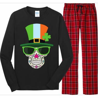 Sugar Skull Saint Patricks Day Of Dead Long Sleeve Pajama Set