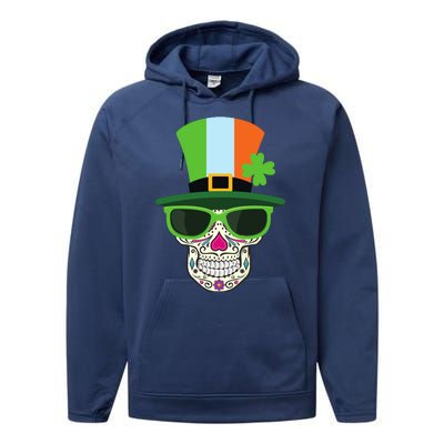 Sugar Skull Saint Patricks Day Of Dead Performance Fleece Hoodie