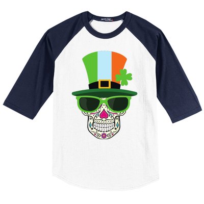 Sugar Skull Saint Patricks Day Of Dead Baseball Sleeve Shirt