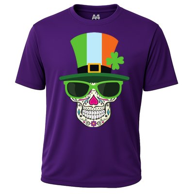 Sugar Skull Saint Patricks Day Of Dead Cooling Performance Crew T-Shirt