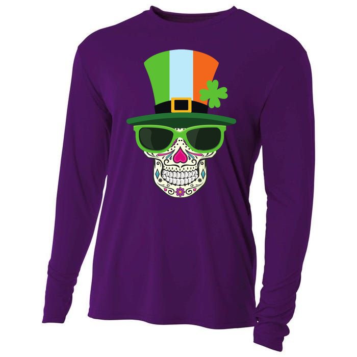 Sugar Skull Saint Patricks Day Of Dead Cooling Performance Long Sleeve Crew