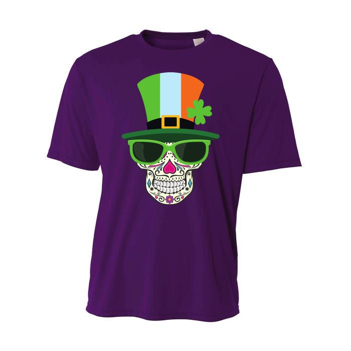 Sugar Skull Saint Patricks Day Of Dead Performance Sprint T-Shirt